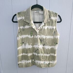 Line Up Vintage Sleeveless Polo Shirt Size Medium – 90s Golfcore, Cocktail Print